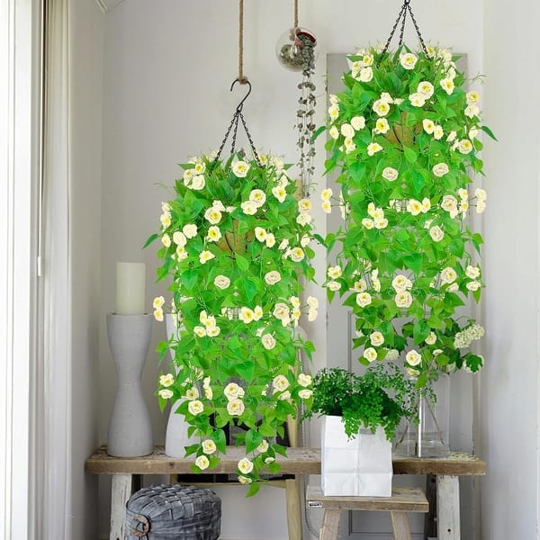 Artificial Fake Hanging Plants Flowers Basket for Outdoor - Bed Bath &  Beyond - 42726839