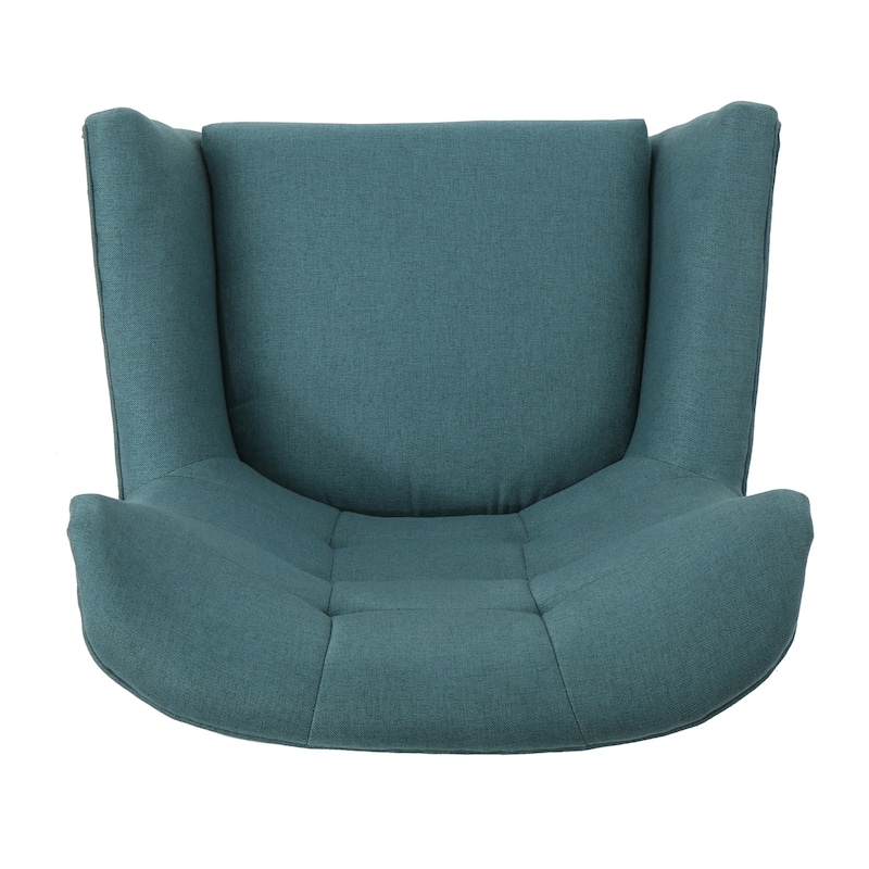 Teal Modern 32.5" High Back Upholstered Button Tufted Wingback Chair with Rubber Wood Legs