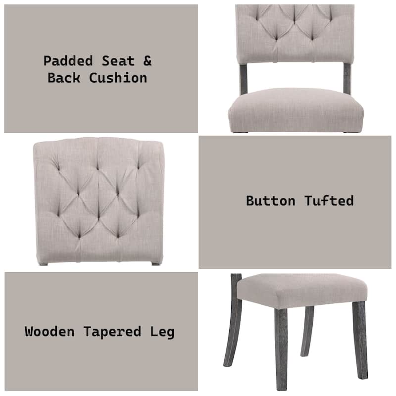 Bernard Beige Linen & Weathered Gray Oak Finish Side Chair (Set of 2)