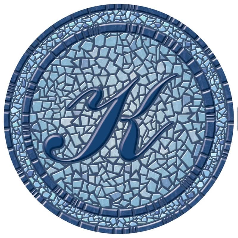 Custom Monogram Decorative Poolmat #2 - Mosaic Pool Art - 29" in Diameter - Letter "K"