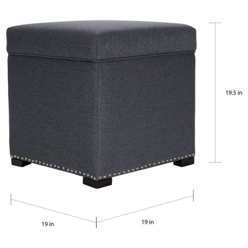TAMI Corona Square Upholstered Nail Trimmed Storage Ottoman