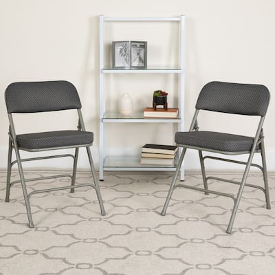 2 Pack Curved Triple Braced & Hinged Fabric Upholstered Metal Folding Chair