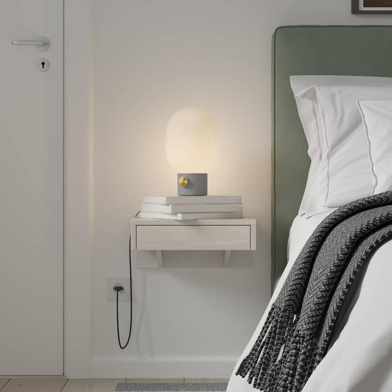 Set of 2 White Floating Nightstands with Drawer and Shelf