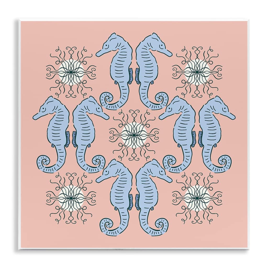 Stupell Symmetrical Coral Seahorse Pattern Wall Plaque Art Design By Sazerelli Designs