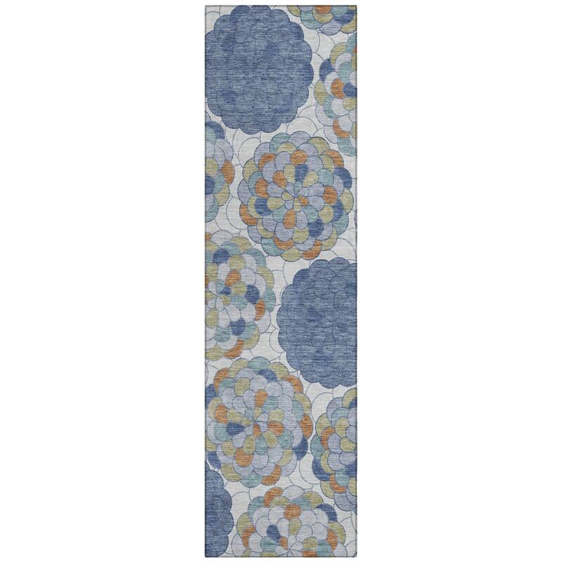 Machine Washable Indoor/ Outdoor Mosaic Cluster Chantille Rug
