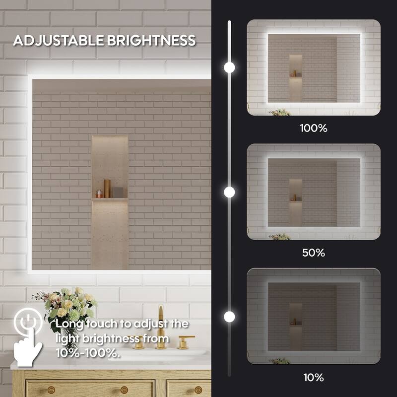Modern Wall Mounted LED Bathroom Frontlit/Backlit Mirror With PMMA Diffuser