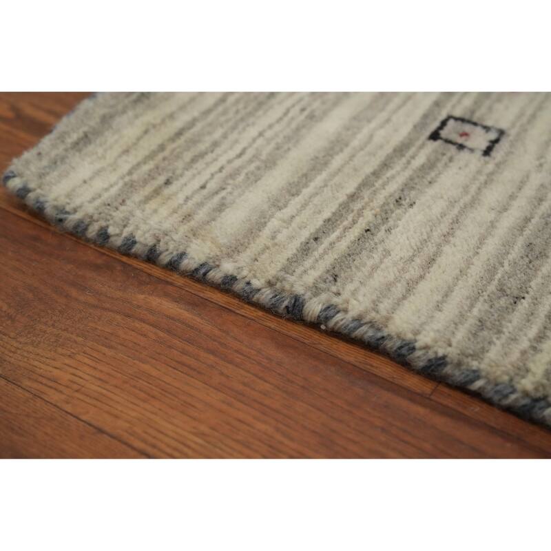 Hand Knotted Oriental 100% Wool Carpet Tribal Animal Pictorial Beige & Ivories Gabbeh Area Rug - 9' 0'' X 5' 11''