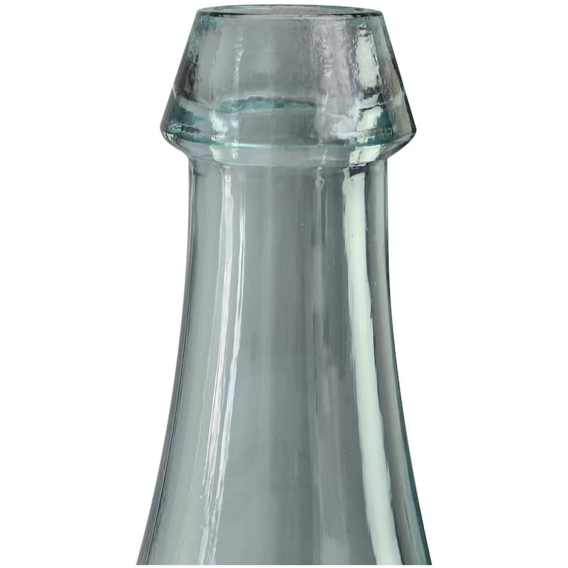 Clear Recycled Glass Handmade Spanish Bottle Neck Decorative Vase - 11"W, 15"H
