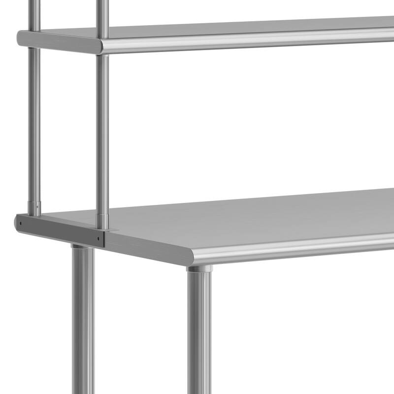 Commercial Stainless Steel Worktable with 2 Overshelves and 1 Undershef