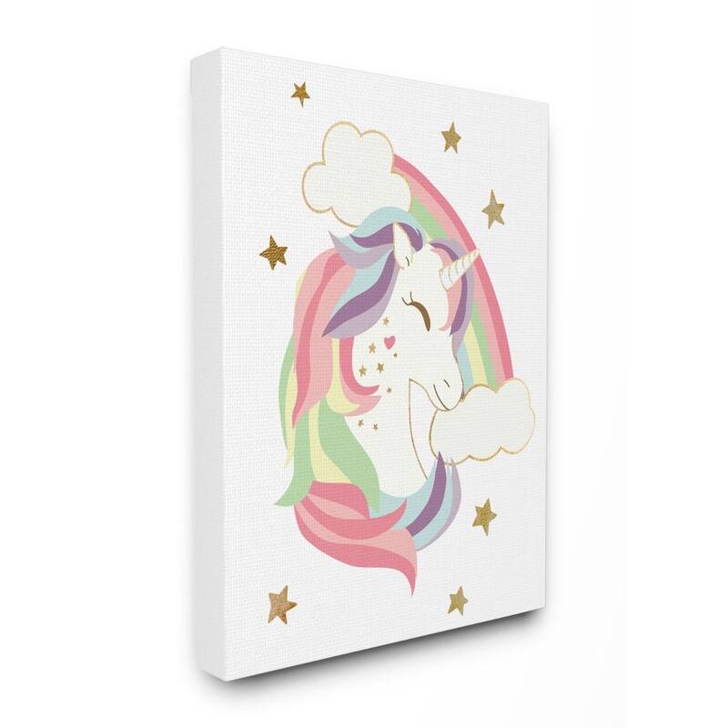 Stupell Glam Rainbow Unicorn Starry Rainbow Design Canvas Wall Art - Multi-Color - 24 x 30