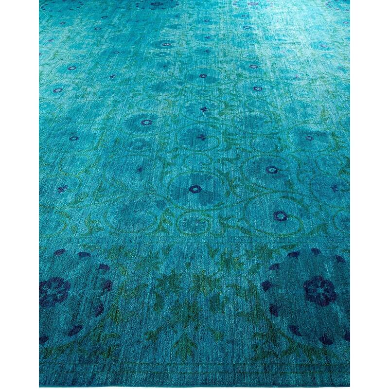 Vibrance, One-of-a-Kind Hand-Knotted Area Rug - Blue, 12' 1" x 15' 10" - 12' 1" x 15' 10"