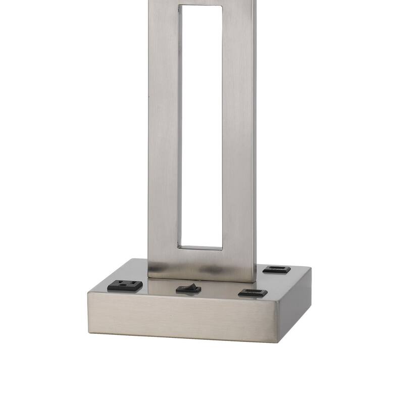 Arny Table Lamp, 1 Outlet, 2 USB, Slim Cutout Steel Base, 24 Inch