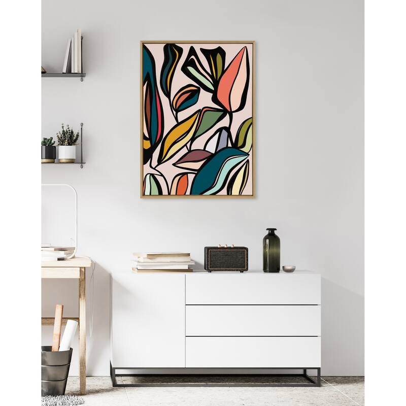 Kate and Laurel Sylvie Fanciful Ficus Framed Canvas by Alicia Bock