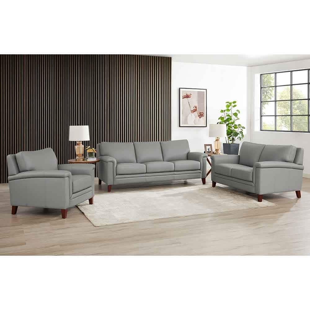 Hydeline Westcott Top Grain Leather Sofa Loveseat and Chair Set with Memory Foam and Springs