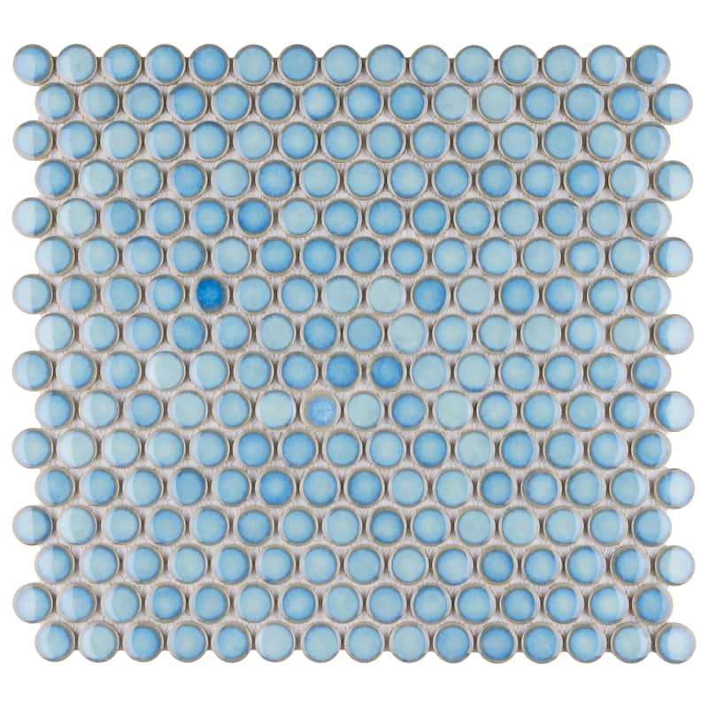 Merola Tile Hudson Penny Round Marine 11-7/8" x 12-5/8" Porcelain Floor and Wall Tile
