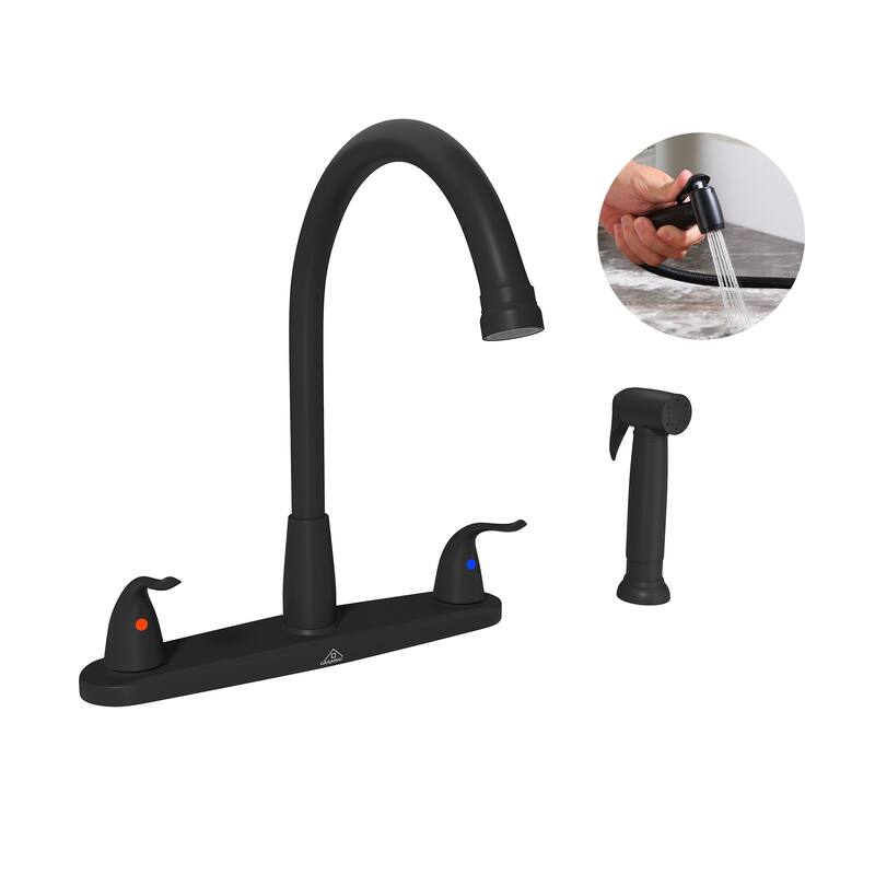 Double Handle Standard Kitchen Faucet with Side Sprayer