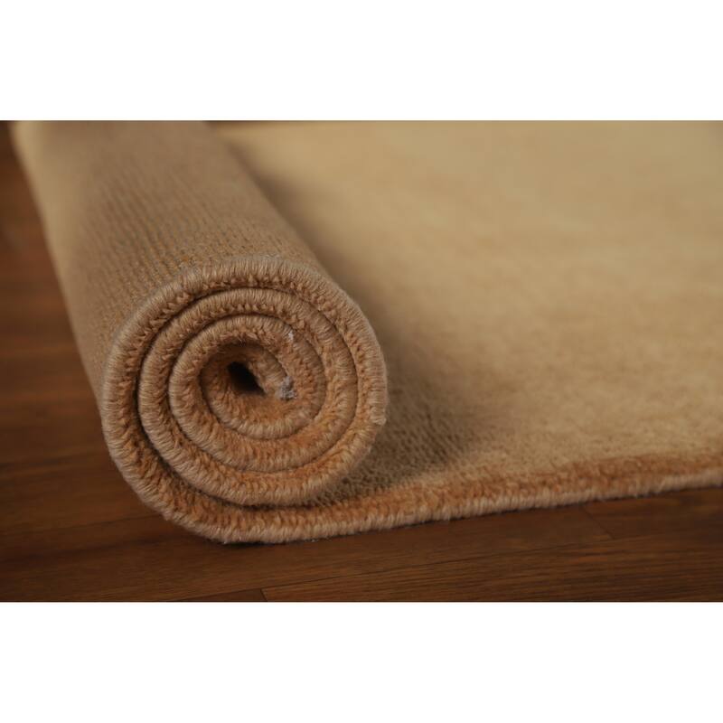 Hand Knotted Oriental 100% Wool Carpet Modern Solid Yellow & Gold Gabbeh Runner Rug - 10' 2'' X 3' 1''
