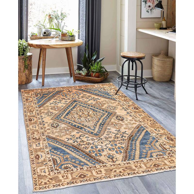 ECARPETGALLERY Hand-knotted Antalya Vintage Tan Wool Rug - 6'4 x 9'1
