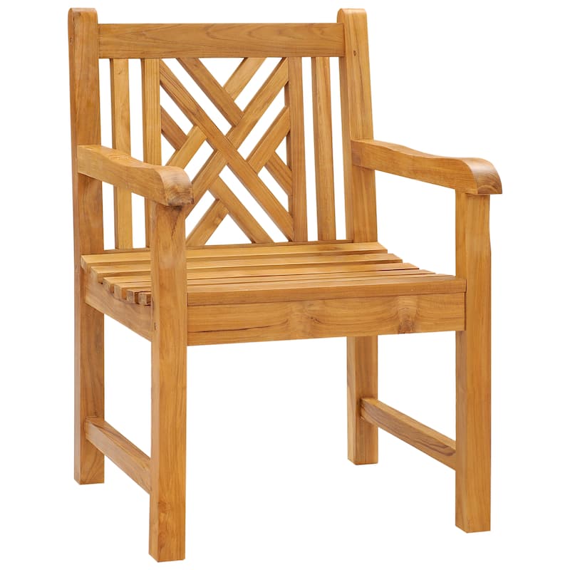 Chic Teak Chippendale Teak Wood Indoor/ Outdoor Dining Arm Chair