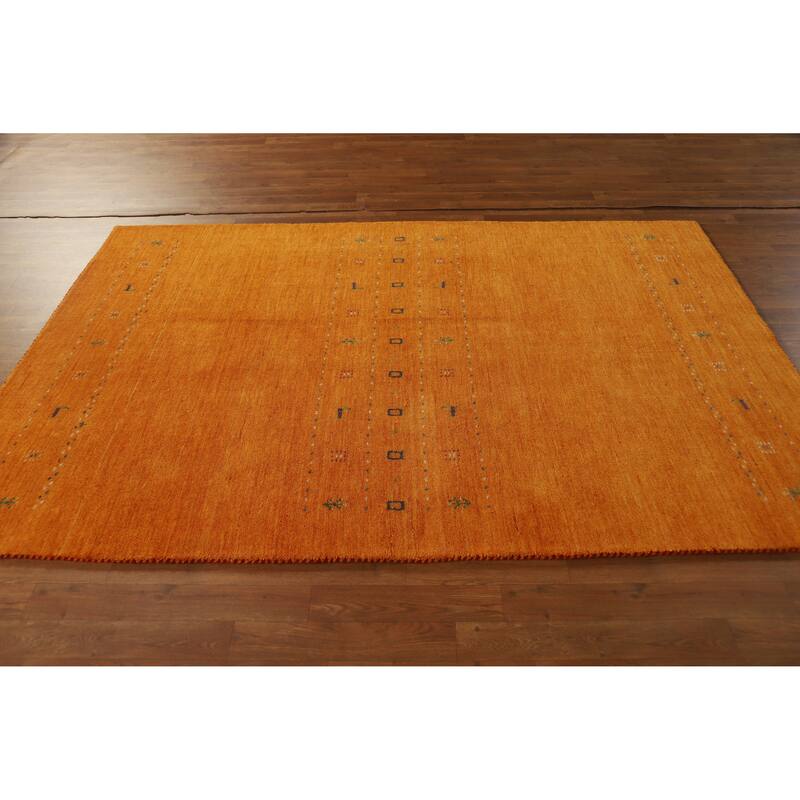 Hand Knotted Oriental 100% Wool Carpet Tribal Tribal Oranges & Rust Gabbeh Area Rug - 7' 7'' X 5' 0''