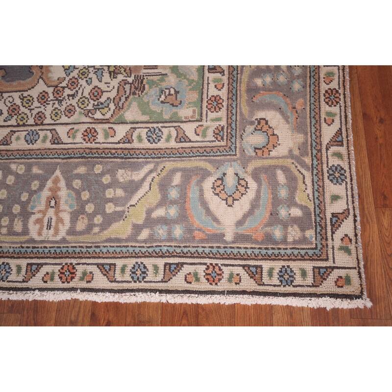 Gray Blue Tabriz Persian Vintage Area Rug Hand-Knotted Wool Carpet - 8'0"x 10'7"