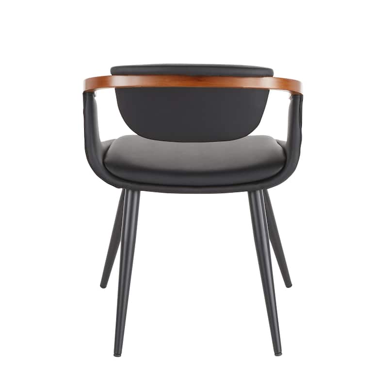 Oracle Mid-Century Modern Dining Chair in Faux Leather, Black Metal, & Walnut Wood