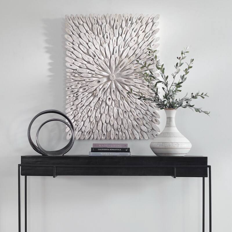 Sunburst Wooden Wall Decor - 39.25" - White