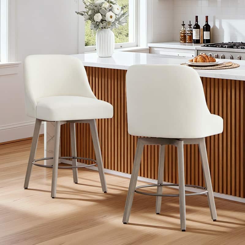 Spruce & Spring Modern Upholstered 360-degree Swivel Bar Stool for Kitchen and Home Bar