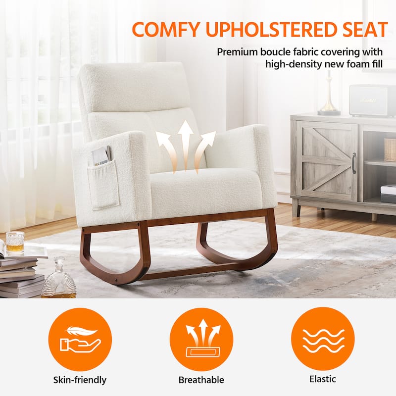 Yaheetech Rocking Accent Armchair Upholstered Glider High Back Chair