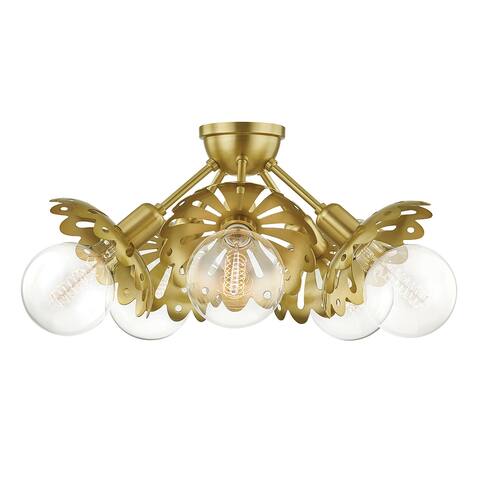 Mitzi by Hudson Valley Alyssa 5-light Aged Brass Semi Flush