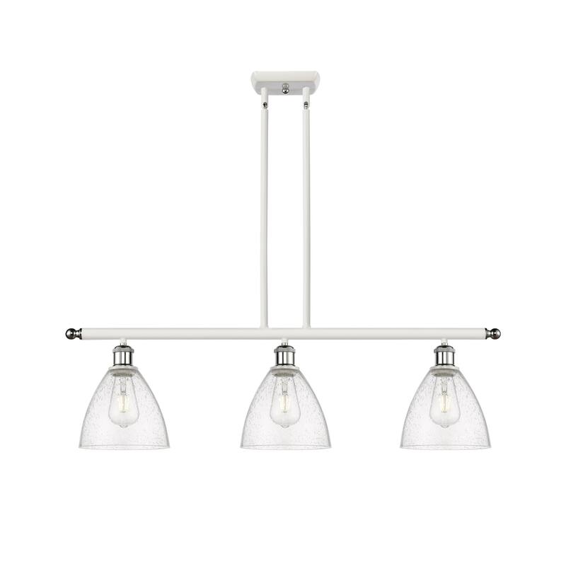 Innovations Lighting 516-3I-11-36 Bristol Linear Bristol Glass 3 Light - White and Polished Chrome / Seedy