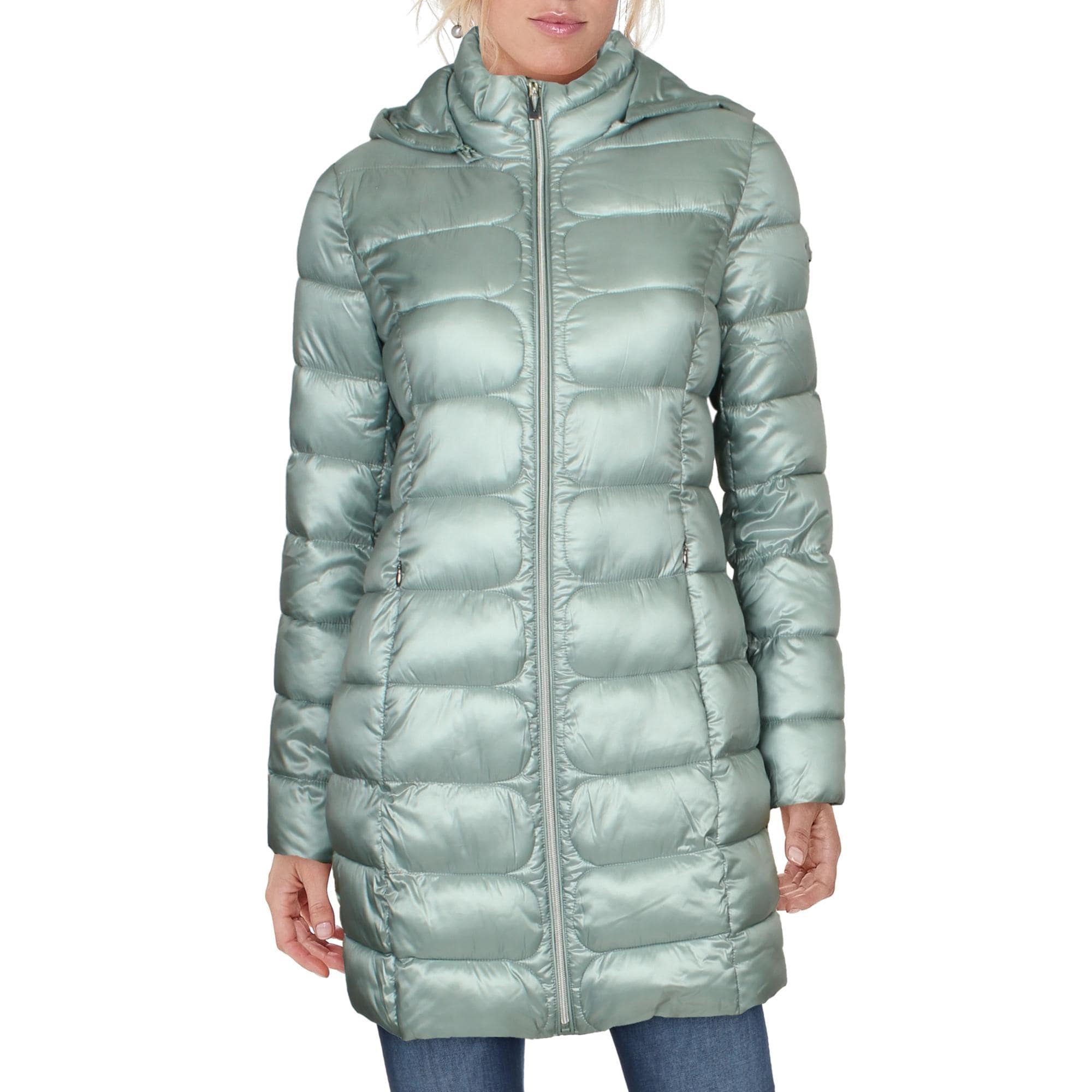 mid length packable down jacket