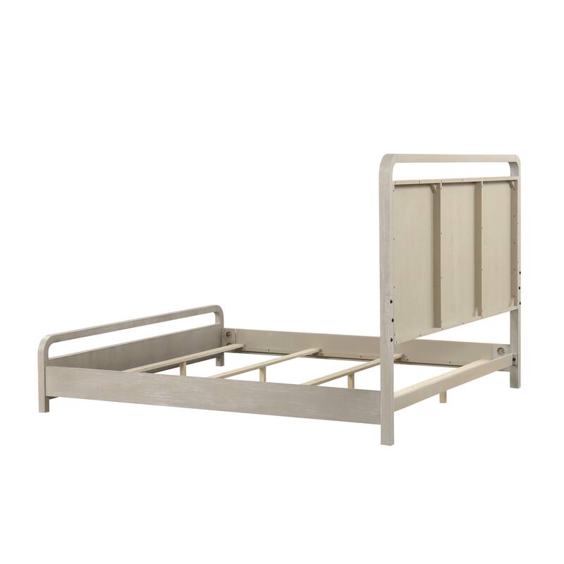 Roundhill Furniture Tavari Wood Panel Bed, Light Gray Finish
