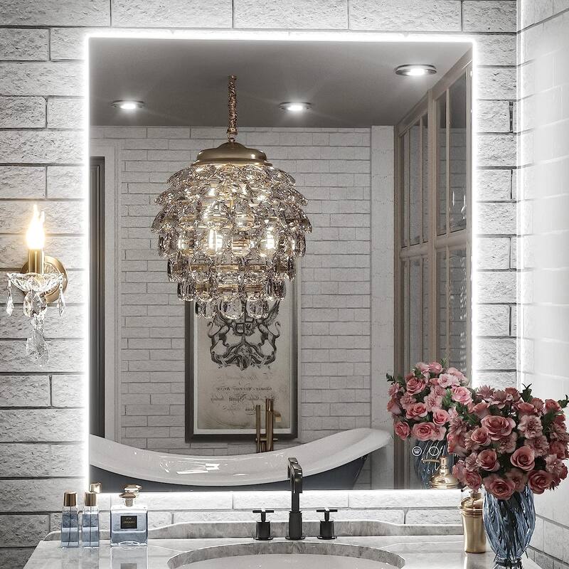 KEONJINN LED Backlit Bathroom Vanity Wall Mirror, Anti-Fog and Dimmable - 36x30