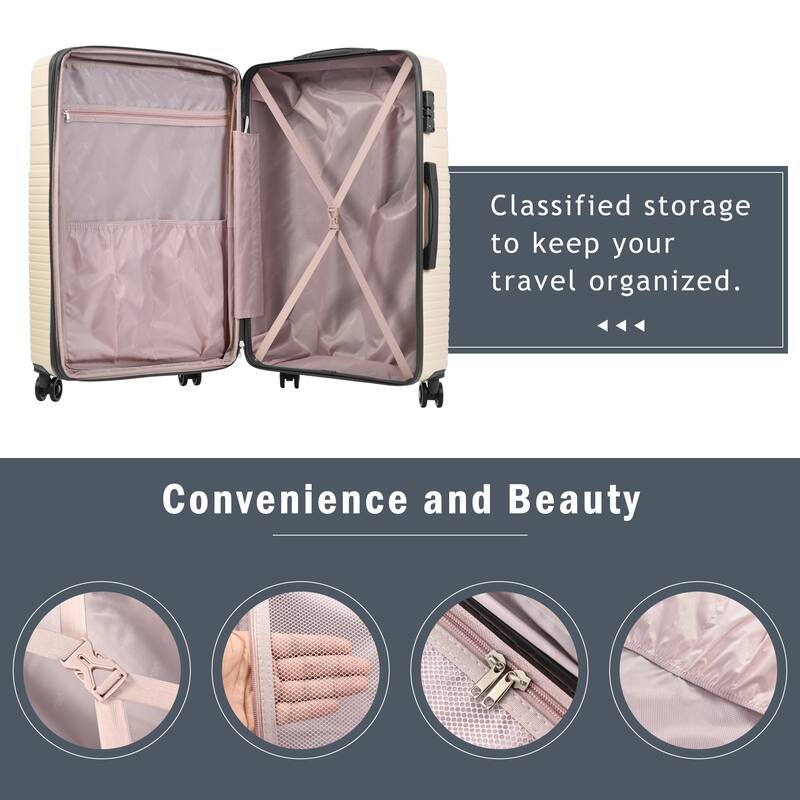 3 Piece Hardshell Luggage Spinner 8 Wheels Suitcase Sets (20"24"28")