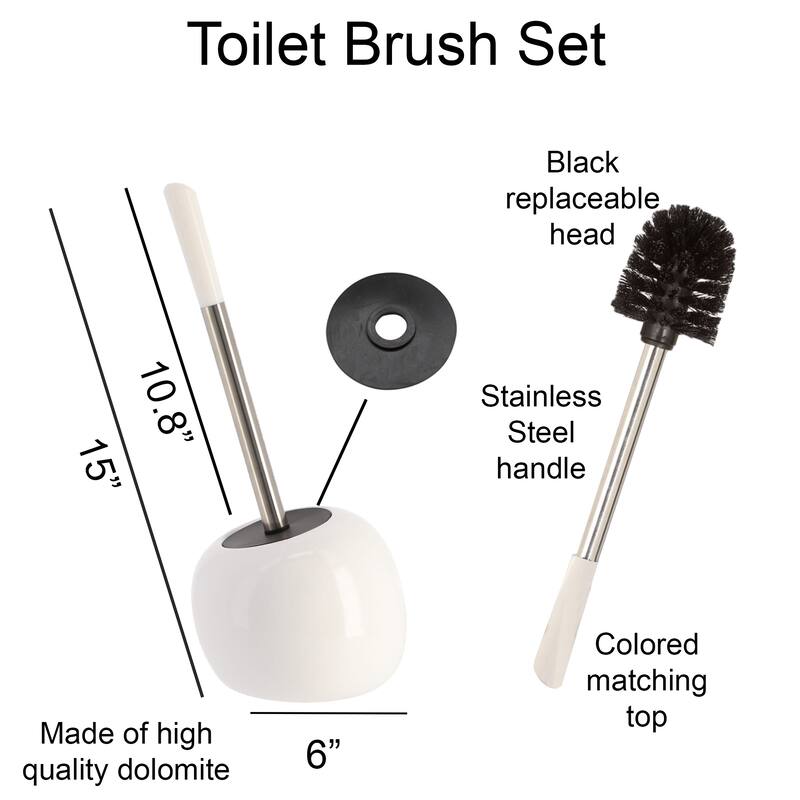 PISE Freestanding Toilet Brush and Holder Set - 15"H x 6"L x 6" W