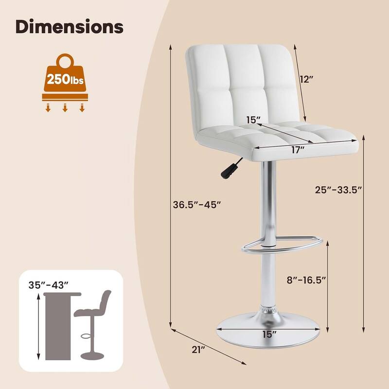 2/4PCS Bar Stools Modern Upholstered Barstools w/Sturdy Footrest