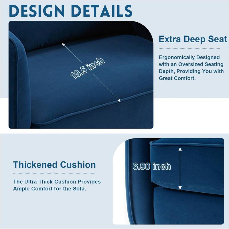 Velvet Accent Chair for Living Room, Mid Century Modern Single Sofa Chair with Pillow and Metal Legs