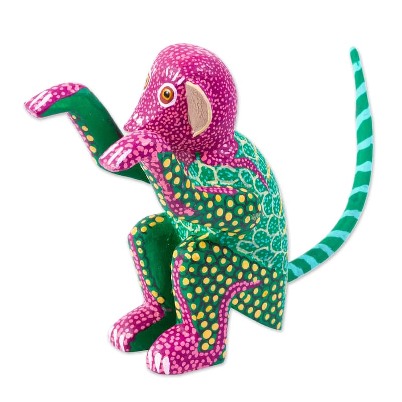 Novica Handmade Bold Monkey Wood Alebrije Figurine