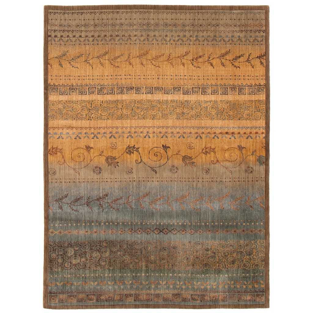 ECARPETGALLERY Machine Woven Kyra Tan Wool Rug - 5'6 x 7'3