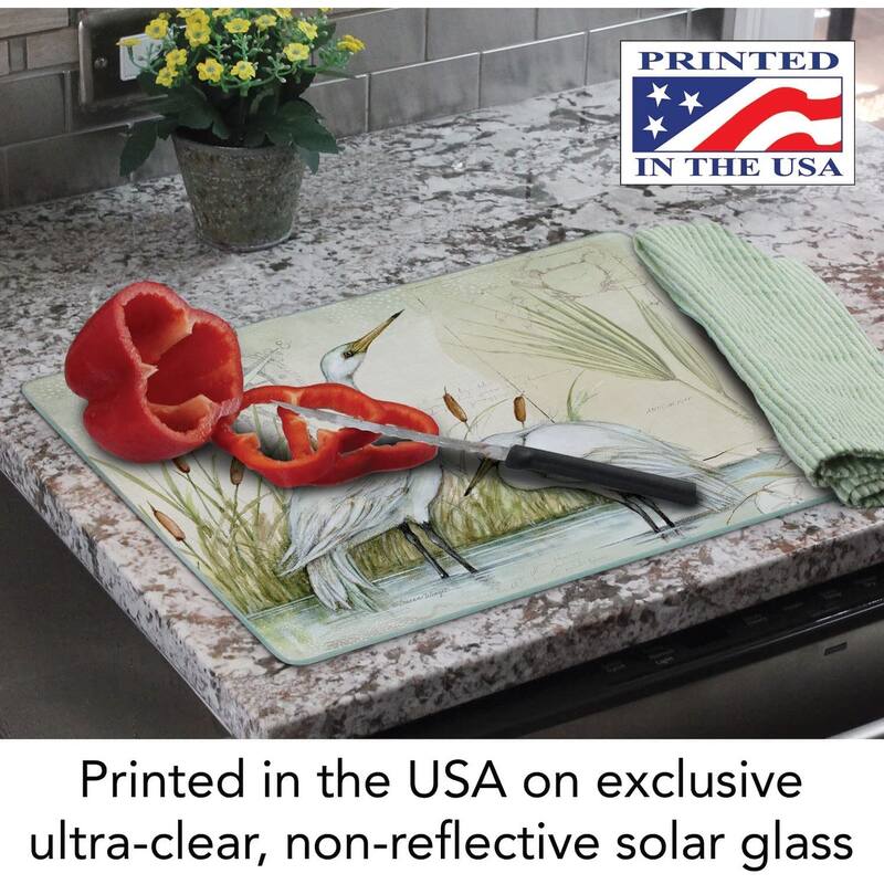 CounterArt Caribbean Seas 3mm Heat Tolerant Tempered Glass Cutting Board 12" by 15" Made in the USA Dishwasher Safe