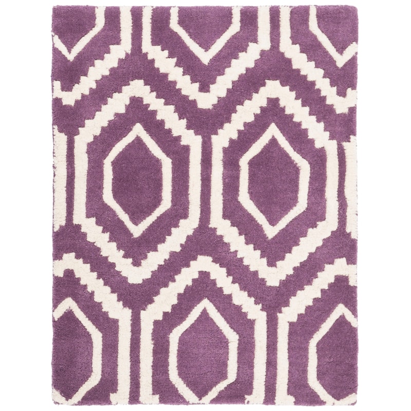 SAFAVIEH Handmade Chatham Altrud Moroccan Modern Wool Rug - 2' x 3' - Purple/Ivory