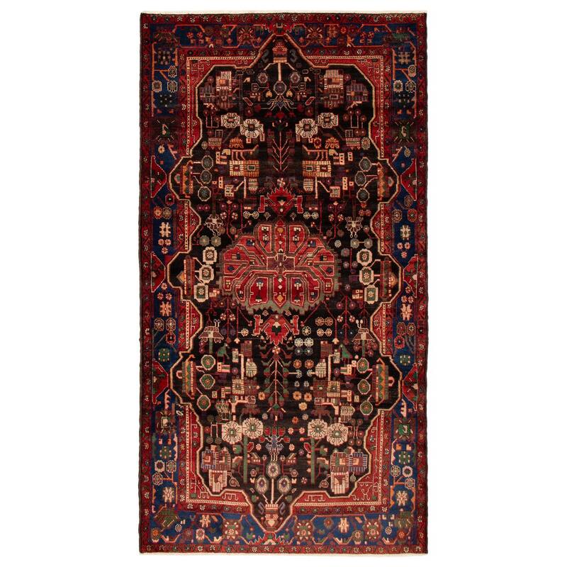 ECARPETGALLERY Hand-knotted Anatolian Vintage Black, Red Wool Rug - 5'7 x 10'7 - Black/ Red - 5'7 x 10'7