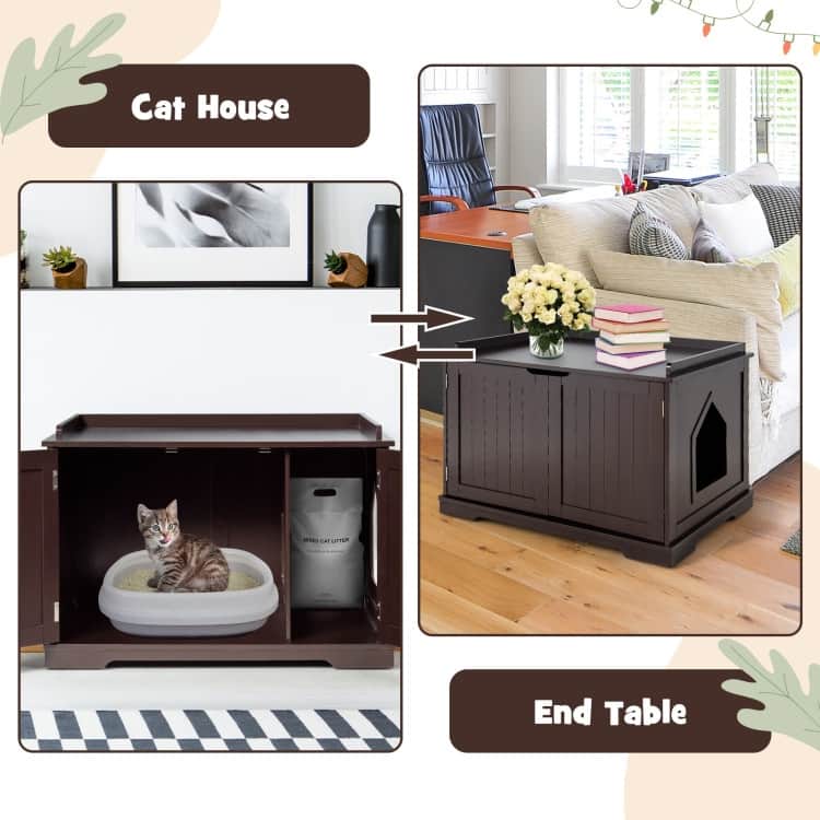 Multifunctional Cat House with Double Doors and Extra Countertop Space