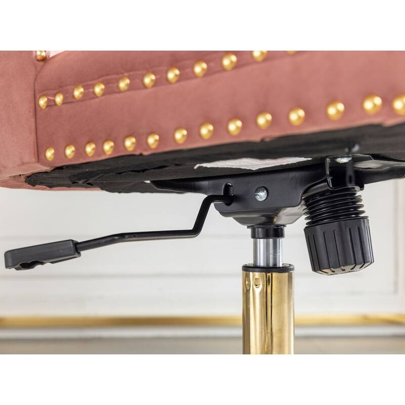 Office Chair with Wheels, Adjustable Height, Velvet Upholstered Tufted Button Computer Desk Chair Swivel