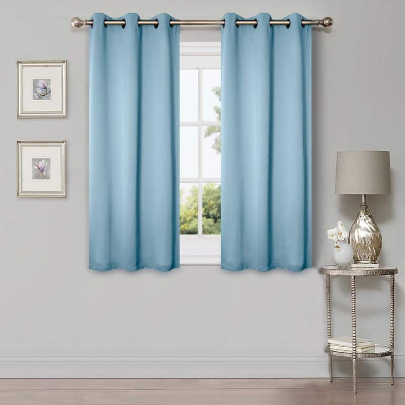 Superior Modern Solid Washable Room Darkening Curtains, Set of 2 Panels - 8PC- 42" x 63" - Light Blue