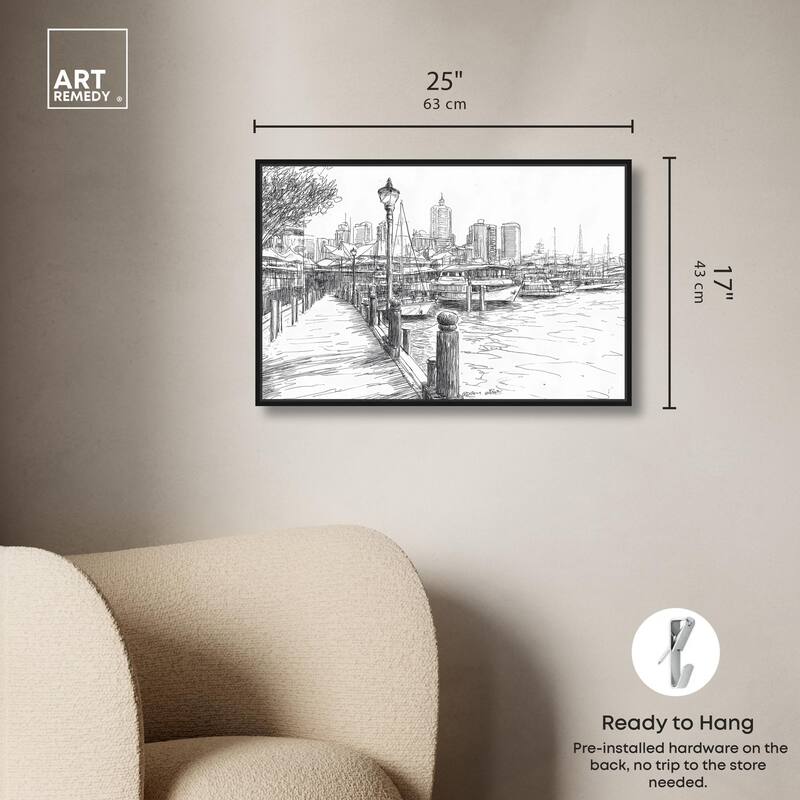 Harbour City Ink Canvas by Art Remedy