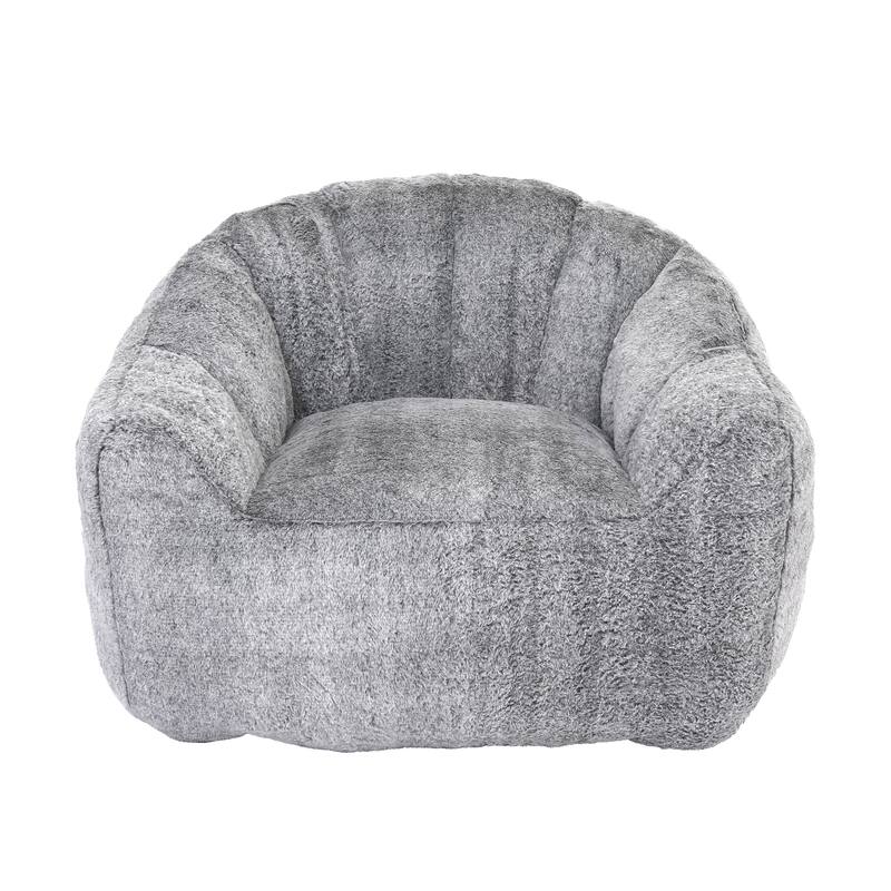 Faux Fur Shell-Shaped Bean Bag Chair, Oversized Adults Bean Bag Sofa, Bean Bag Lazy Chair with Armrests for Gaming, Reading