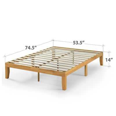 Priage by Zinus 14-inch Natural Solid Wood Platform Bed
