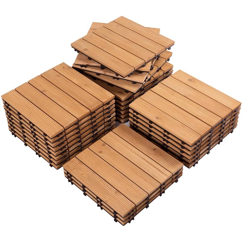 Yaheetech 27pcs 12"x12" Tiles for Patio Garden for Indoor & Outdoor - Natural Wood